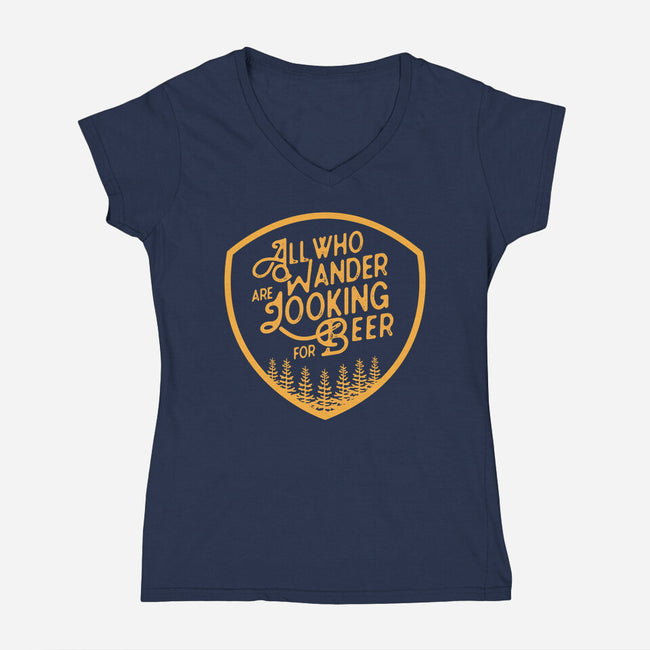 All Who Wander are Looking for Beer-womens v-neck tee-beerisok