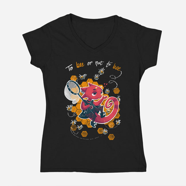 To Bee Or Not To Bee-womens v-neck tee-theteenosaur