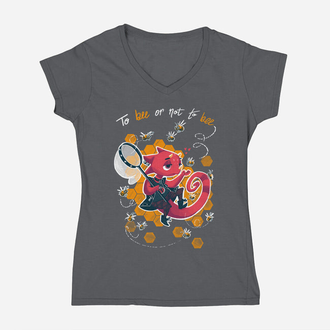 To Bee Or Not To Bee-womens v-neck tee-theteenosaur