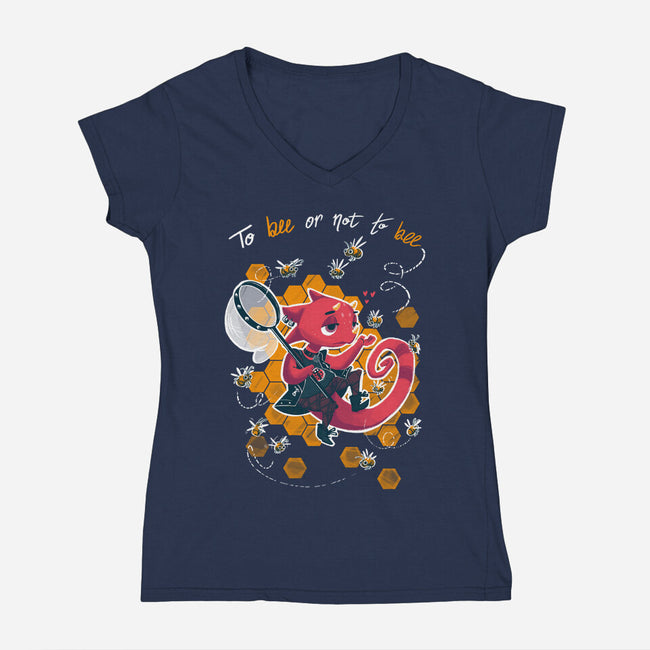 To Bee Or Not To Bee-womens v-neck tee-theteenosaur