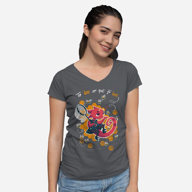 To Bee Or Not To Bee-womens v-neck tee-theteenosaur
