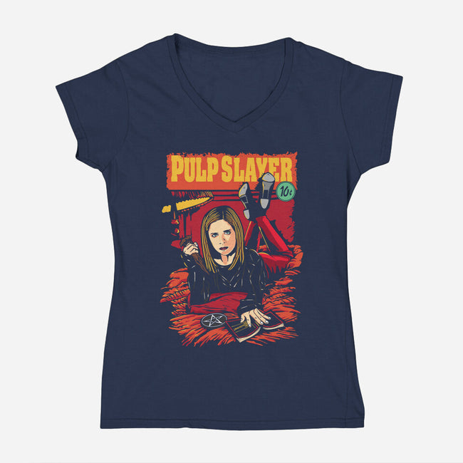 Pulp Slayer-womens v-neck tee-dalethesk8er