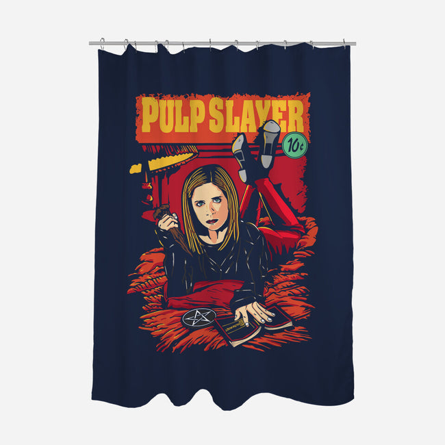 Pulp Slayer-none polyester shower curtain-dalethesk8er