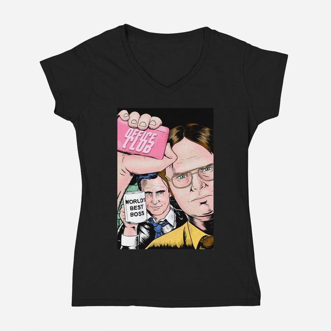 Office Club-womens v-neck tee-MarianoSan