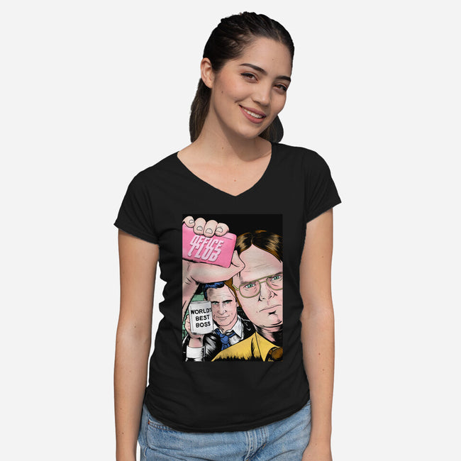 Office Club-womens v-neck tee-MarianoSan