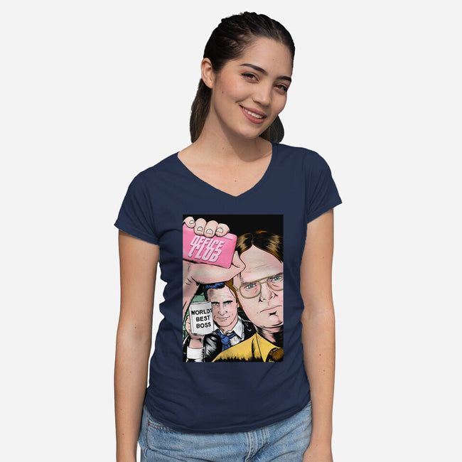 Office Club-womens v-neck tee-MarianoSan