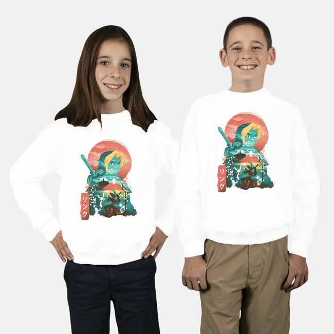 Ukiyo-E Hyrule Hero-youth crew neck sweatshirt-dandingeroz
