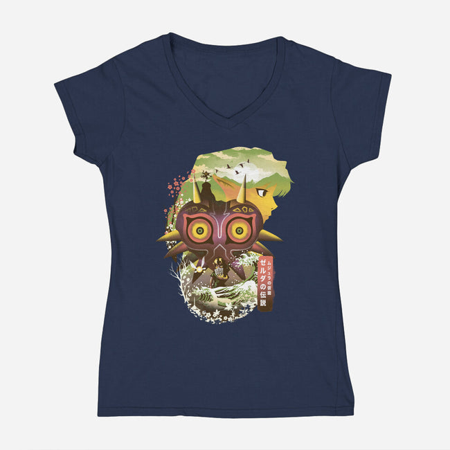 Ukiyo-E Majora-womens v-neck tee-dandingeroz