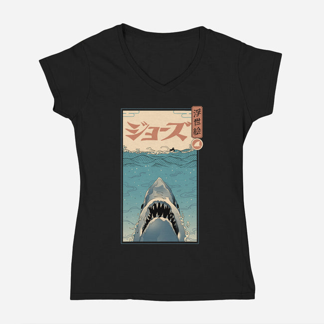 Shark Ukiyo-E-womens v-neck tee-vp021