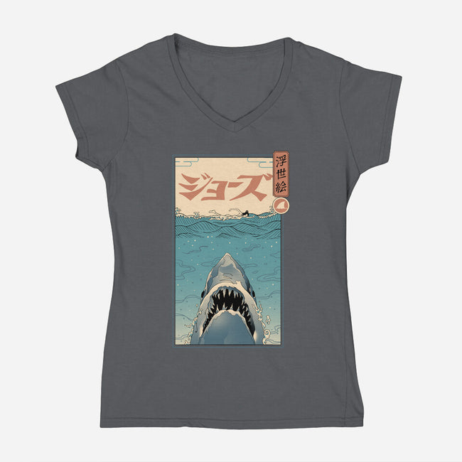 Shark Ukiyo-E-womens v-neck tee-vp021