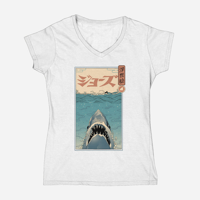 Shark Ukiyo-E-womens v-neck tee-vp021