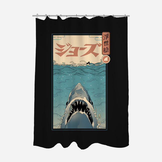 Shark Ukiyo-E-none polyester shower curtain-vp021