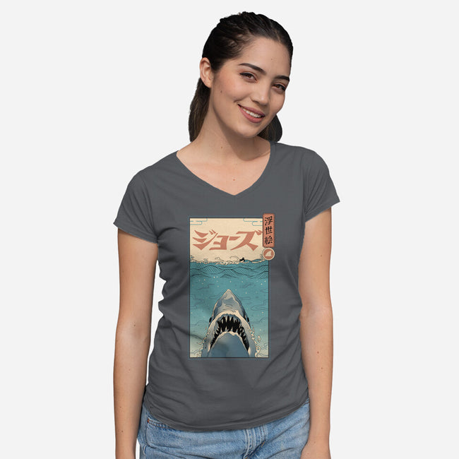 Shark Ukiyo-E-womens v-neck tee-vp021