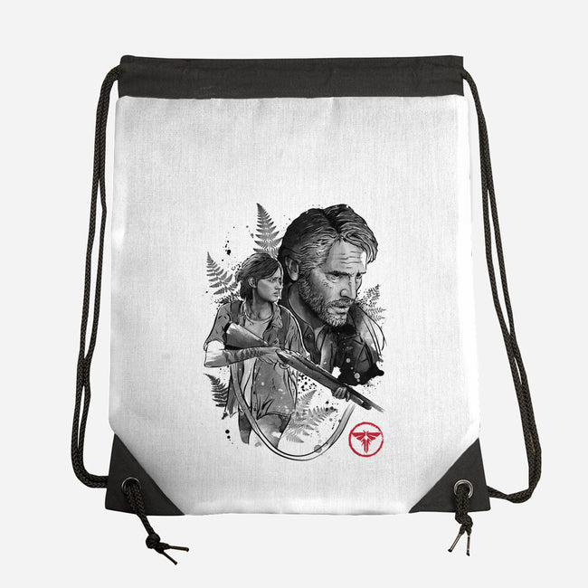 Joel and Ellie-none drawstring bag-DrMonekers
