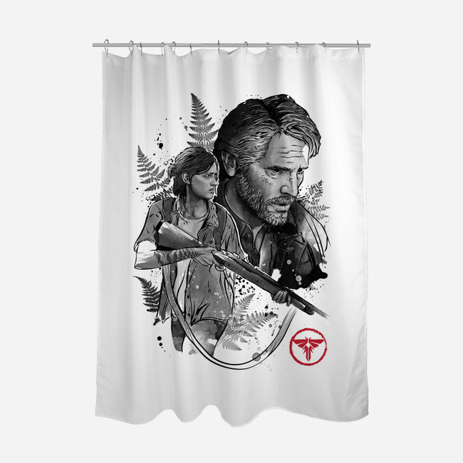 Joel and Ellie-none polyester shower curtain-DrMonekers