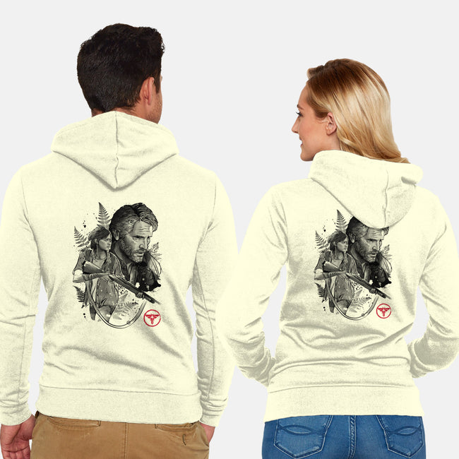 Joel and Ellie-unisex zip-up sweatshirt-DrMonekers