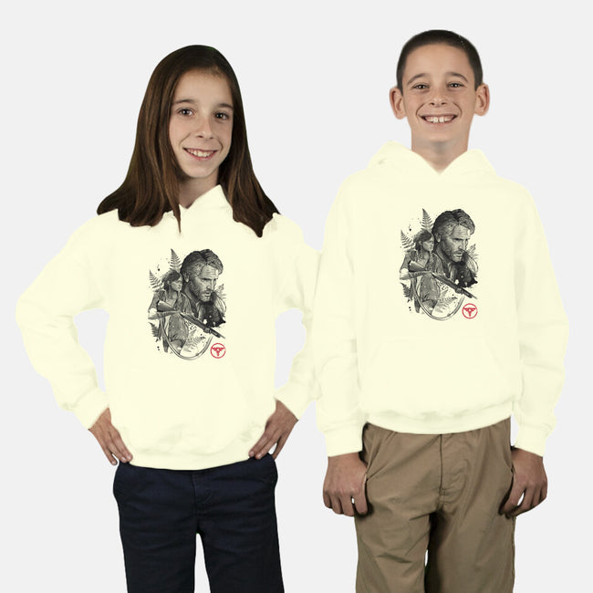 Joel and Ellie-youth pullover sweatshirt-DrMonekers
