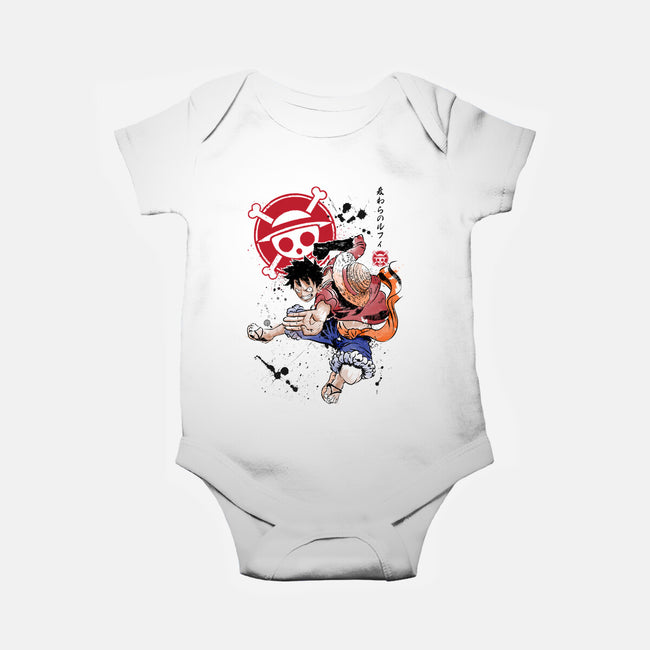 Straw Hat Captain-baby basic onesie-DrMonekers