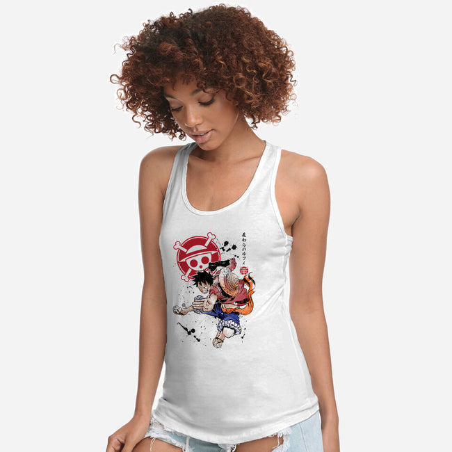 Straw Hat Captain-womens racerback tank-DrMonekers