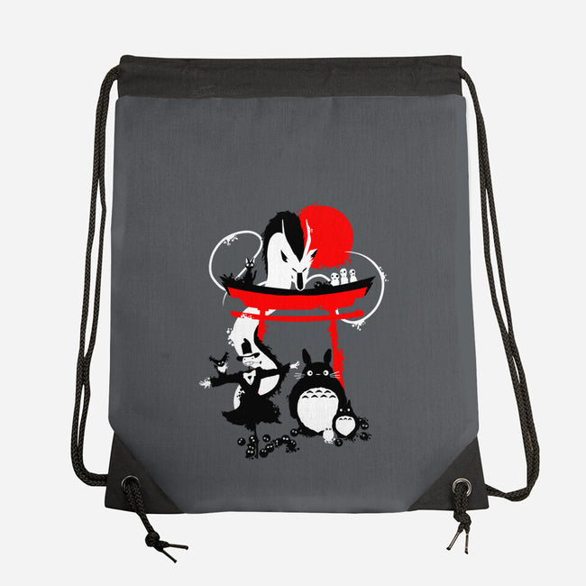 Japanese Creatures-none drawstring bag-leo_queval