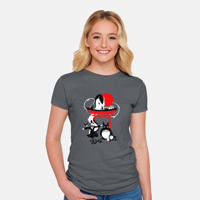 Japanese Creatures-womens fitted tee-leo_queval