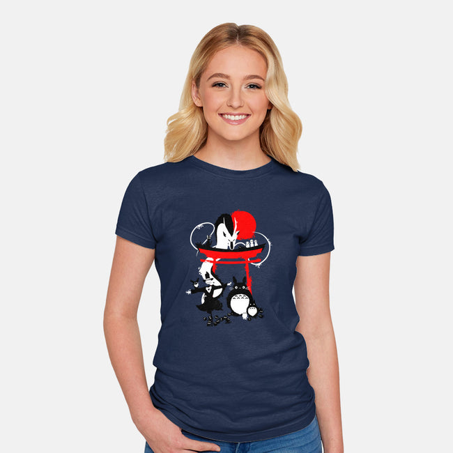 Japanese Creatures-womens fitted tee-leo_queval