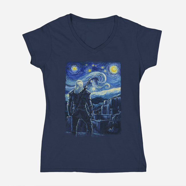 Starry Kaer Morhen-womens v-neck tee-daobiwan