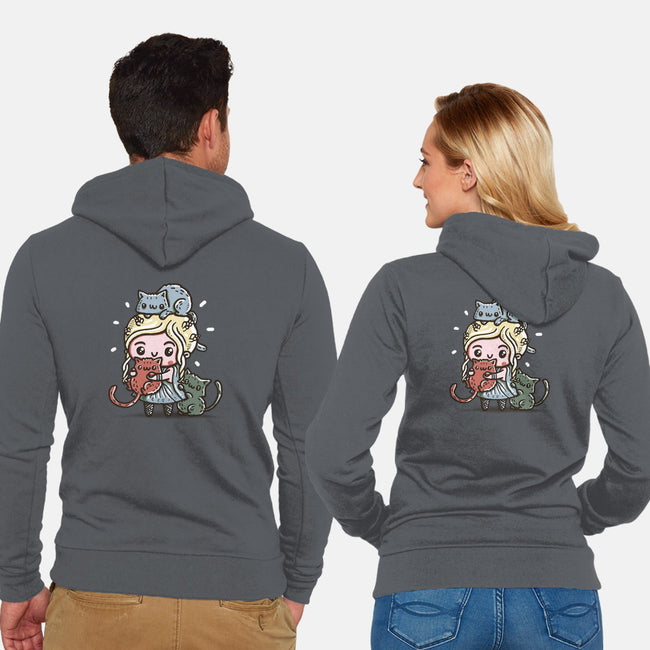 Mother of Cats-unisex zip-up sweatshirt-Wenceslao A Romero