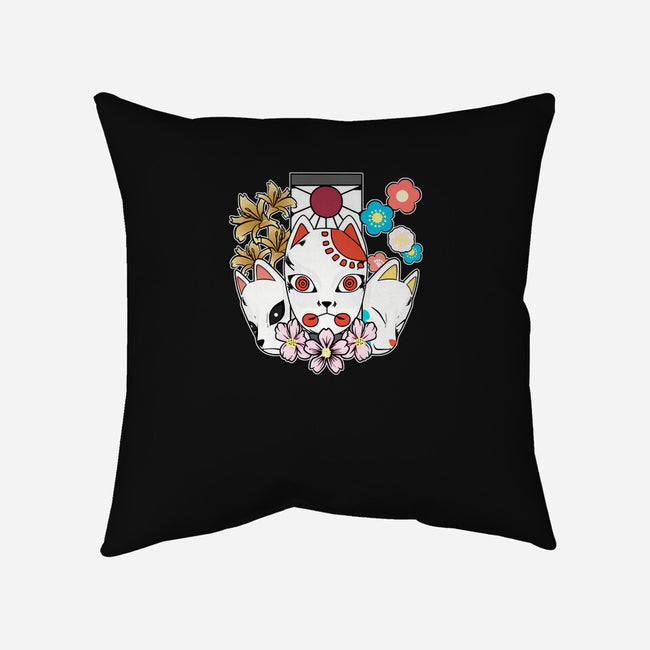 Kitsune Team-none removable cover w insert throw pillow-neokawaii