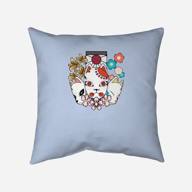 Kitsune Team-none removable cover w insert throw pillow-neokawaii