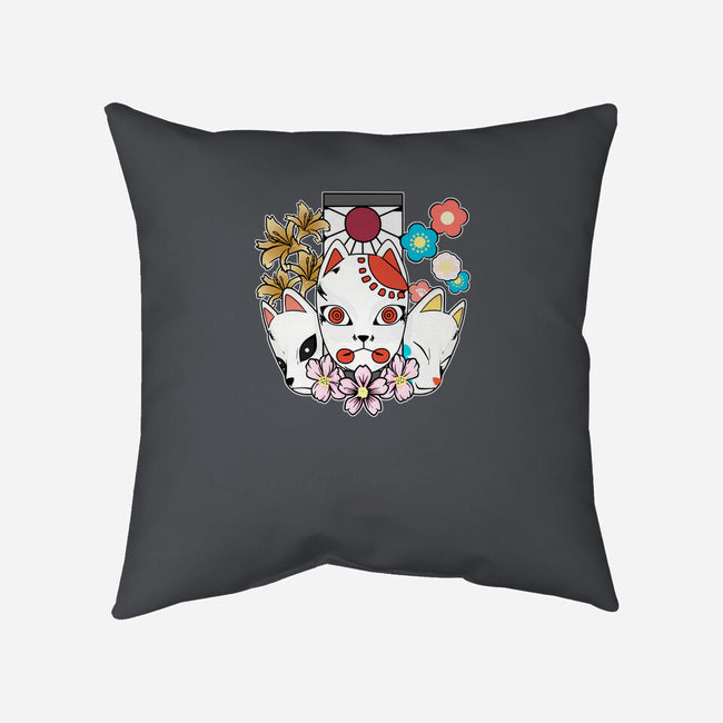 Kitsune Team-none removable cover w insert throw pillow-neokawaii