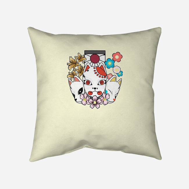 Kitsune Team-none removable cover w insert throw pillow-neokawaii