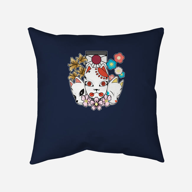 Kitsune Team-none removable cover w insert throw pillow-neokawaii