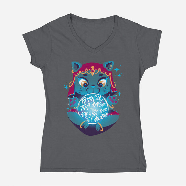 Bad Times-womens v-neck tee-theteenosaur