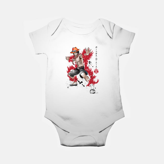 Fire Fist Ace-baby basic onesie-DrMonekers