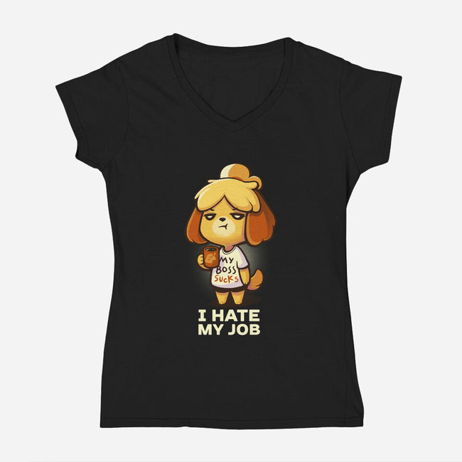 I Hate My Job-womens v-neck tee-BlancaVidal