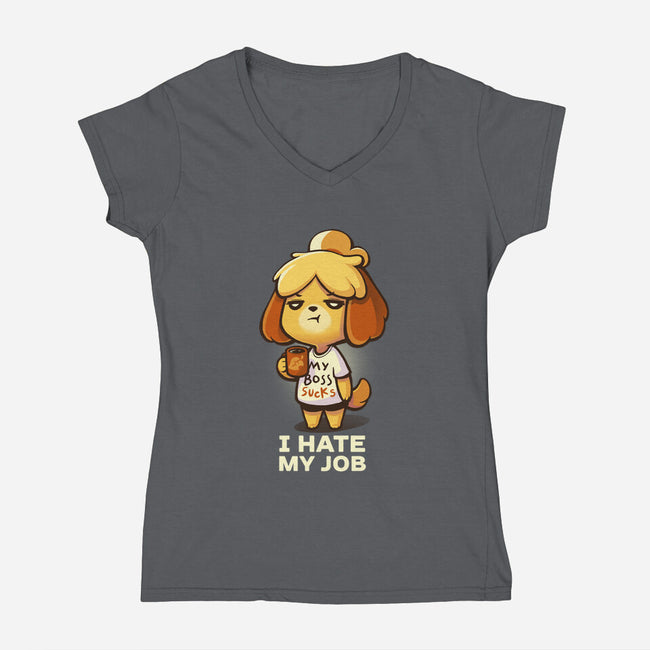 I Hate My Job-womens v-neck tee-BlancaVidal