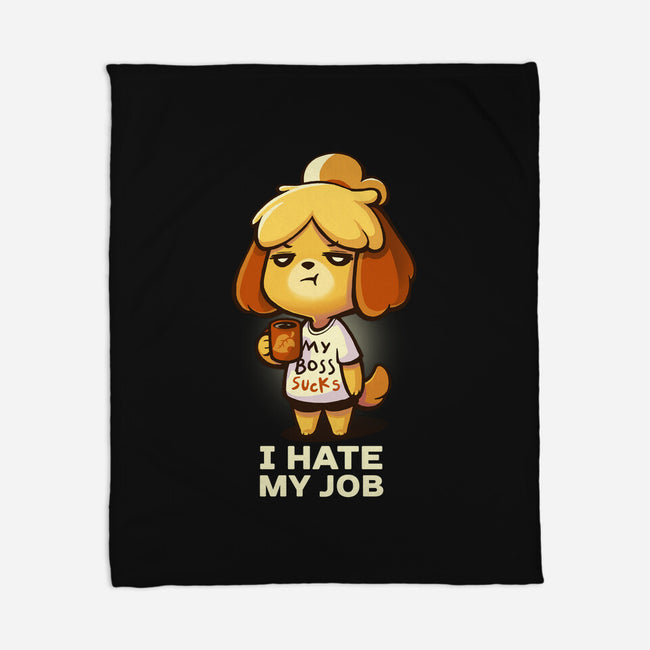 I Hate My Job-none fleece blanket-BlancaVidal