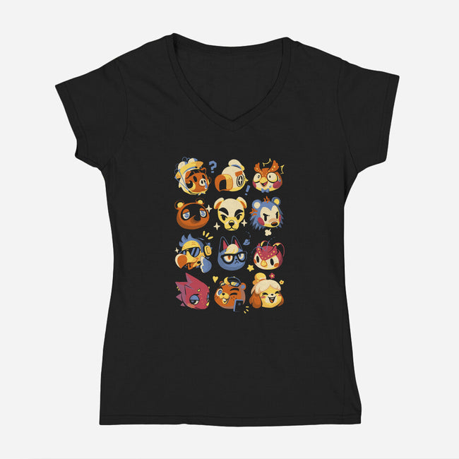 Island Faces-womens v-neck tee-BlancaVidal