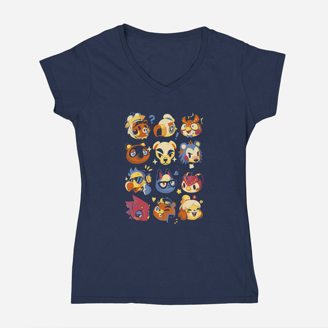 Island Faces-womens v-neck tee-BlancaVidal