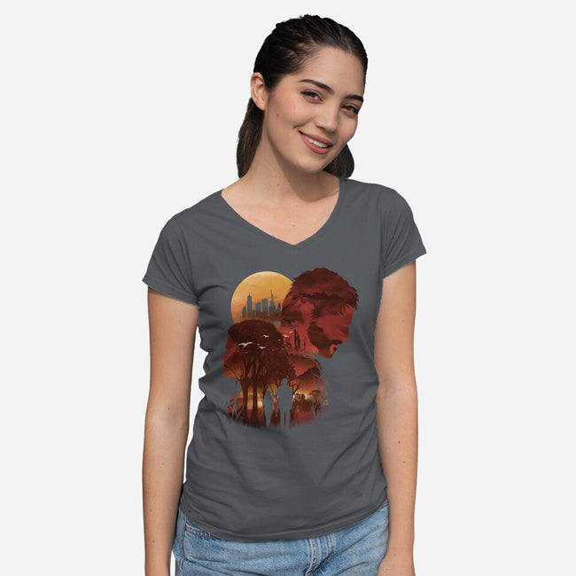 The Last Sunset-womens v-neck tee-dandingeroz