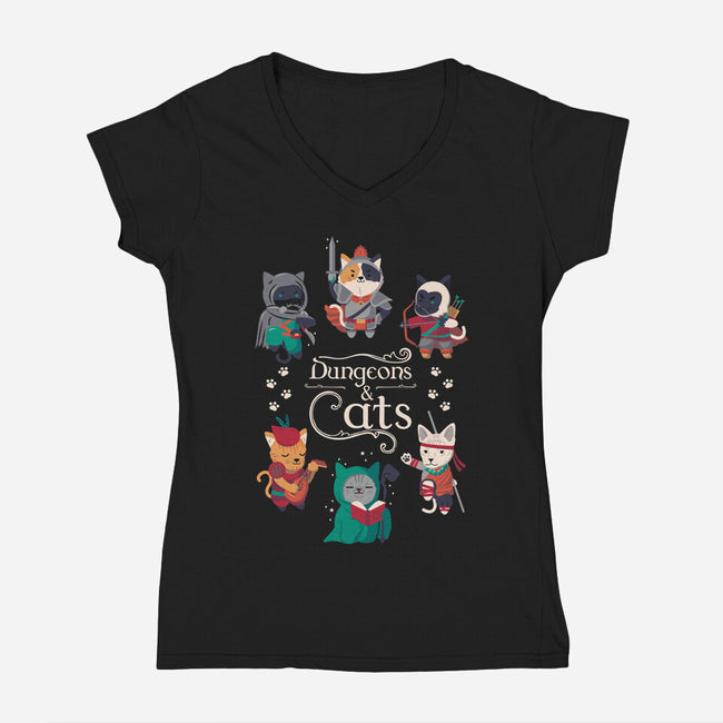 Dungeons & Cats 2-womens v-neck tee-Domii