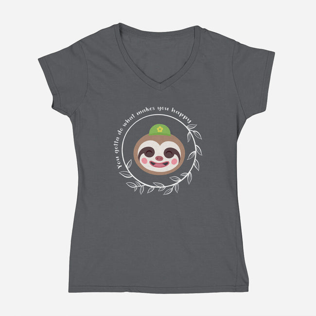 Be Happy-womens v-neck tee-kosmicsatellite