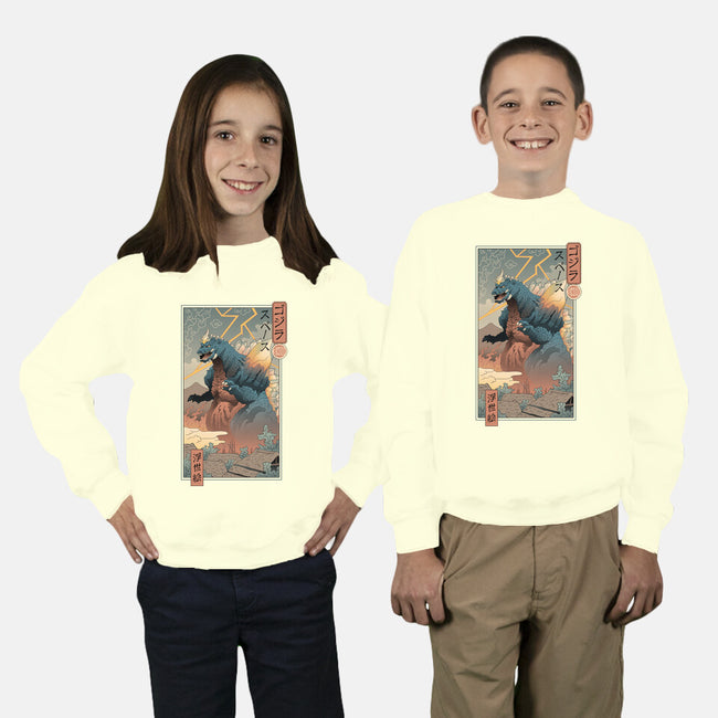 Space Kaiju Ukiyo-E-youth crew neck sweatshirt-vp021