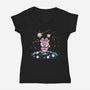 Starry Owl-womens v-neck tee-TechraNova