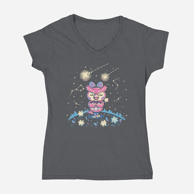 Starry Owl-womens v-neck tee-TechraNova