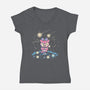 Starry Owl-womens v-neck tee-TechraNova