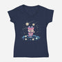 Starry Owl-womens v-neck tee-TechraNova