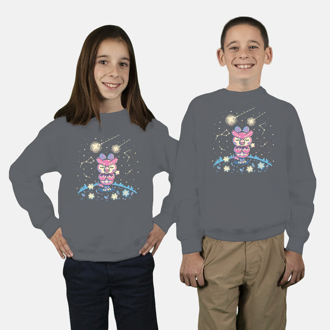 Starry Owl-youth crew neck sweatshirt-TechraNova