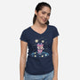 Starry Owl-womens v-neck tee-TechraNova